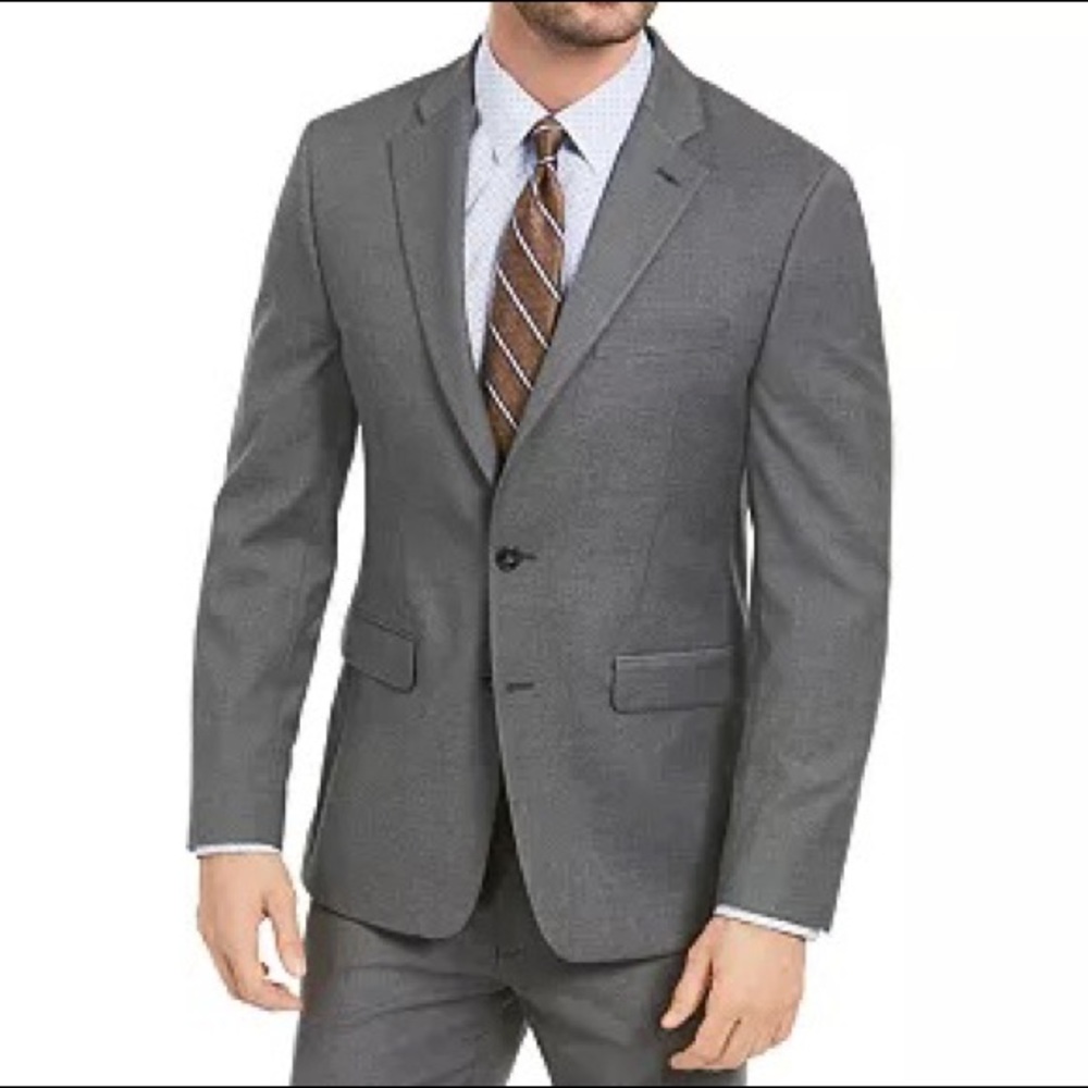 NWT Van Heusen Men's Slim-Fit Medium Gray Sharkskin Blazer Jacket Size 42L